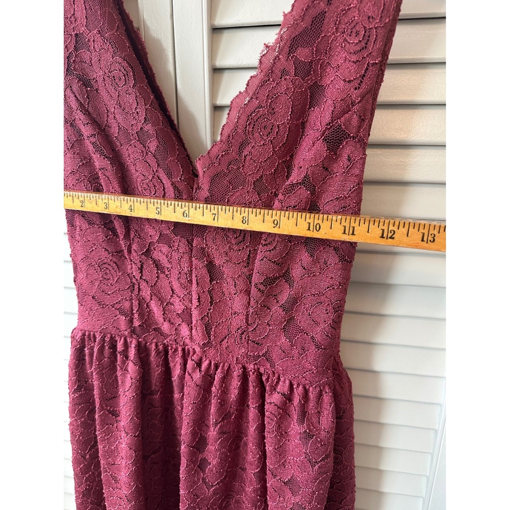 Fervour Burgundy Floral Lace V-Neck Fit and Flare Mini Dress Womens XS (52) - Picture 5 of 6